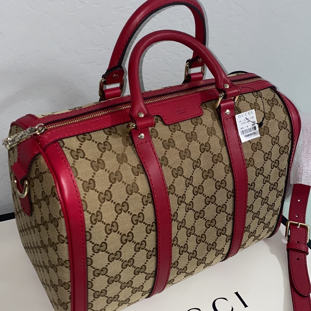 ❣️SOLD❣️GUCCI Gucci Beige/Red GG Joy Boston Bag - Picture 2 of 16